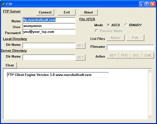 Click to view FTP Client Engine for PowerBASIC 3.2 screenshot